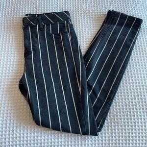 Black white stripped denim pants
